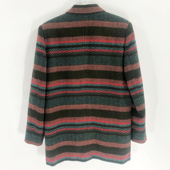 Vintage Lawrence Bruce Oversized Wool Printed Blazer Sz 10 T - Picture 4 of 5